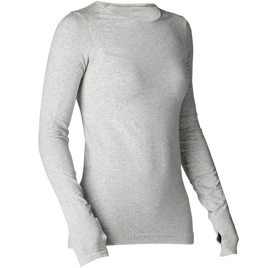 Langarmshirt Yoga Damen dunkelgrau