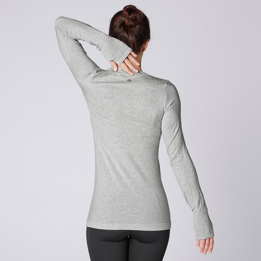 Langarmshirt Yoga Damen dunkelgrau