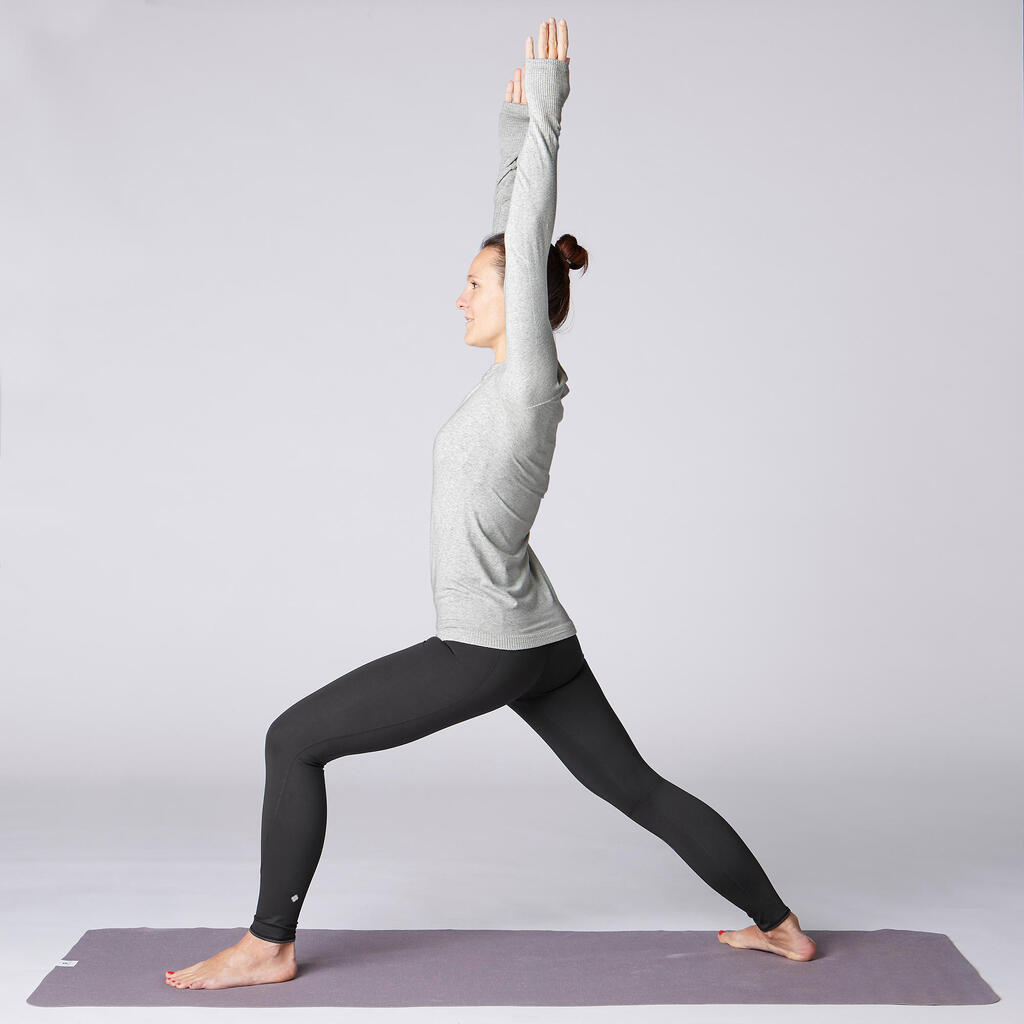 Langarmshirt Yoga Damen dunkelgrau