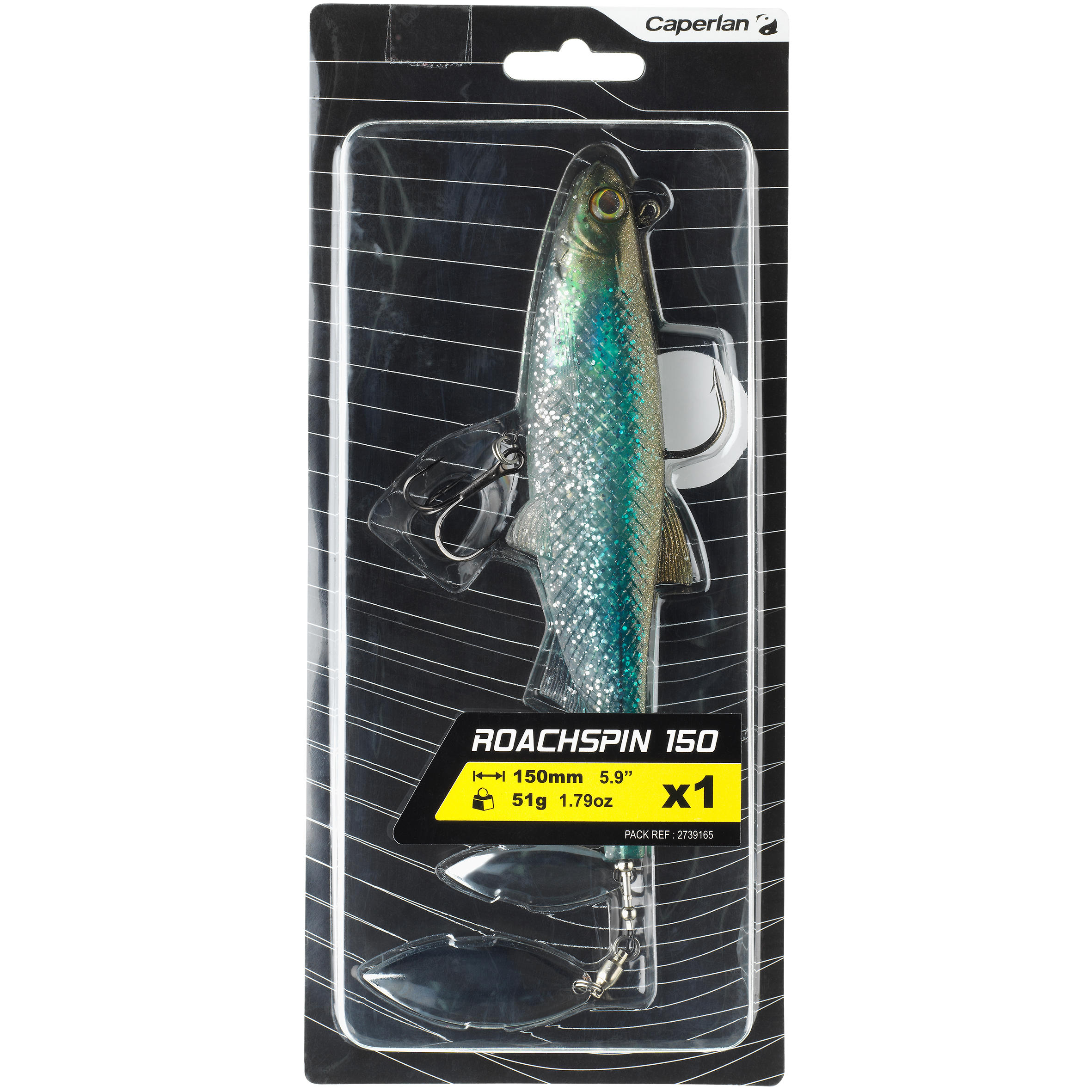 LEURRE SOUPLE SHAD A PALETTES PÊCHE AUX LEURRES ROACHSPIN 150 DOS BLEU 2/3