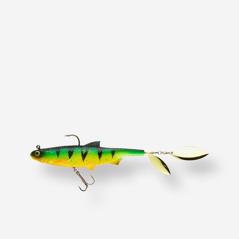 Gummiköder Shad mit Spinnerblättern Roachspin 150 Firetiger Spinnfischen