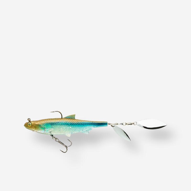 Nălucă flexibilă SHAD cu paletă pescuit cu năluci ROACHSPIN 120 spate albastru