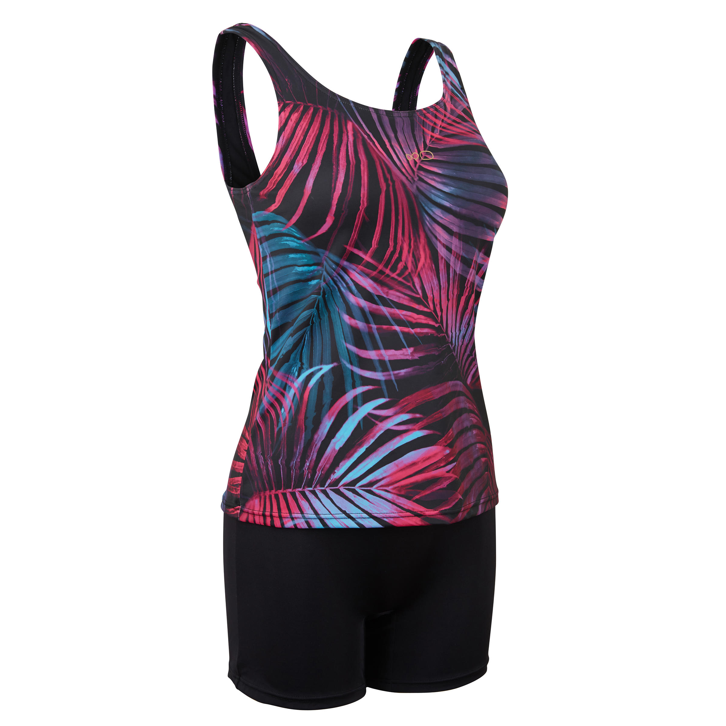 Maillot de bain de natation femme une pi ce Heva tankini ond noir