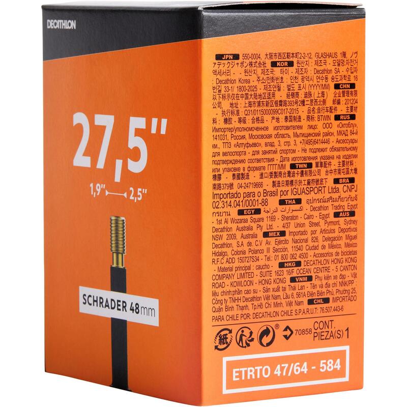 Dętka rowerowa Btwin 27,5x1,9-2,5 wentyl Schrader 48 mm