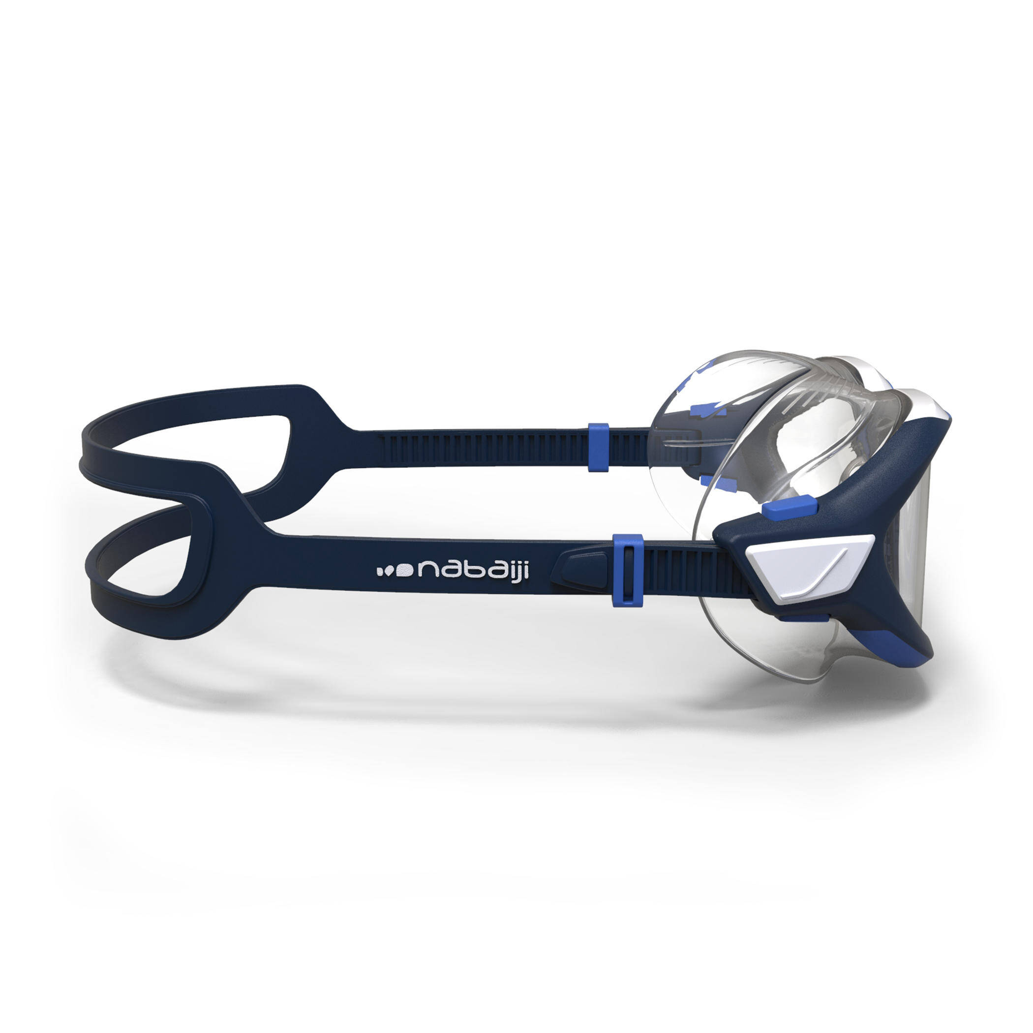 Swimming Goggles Mask Size L Clear Lenses -WHITE/ BLUE (Not for Diving) -  3