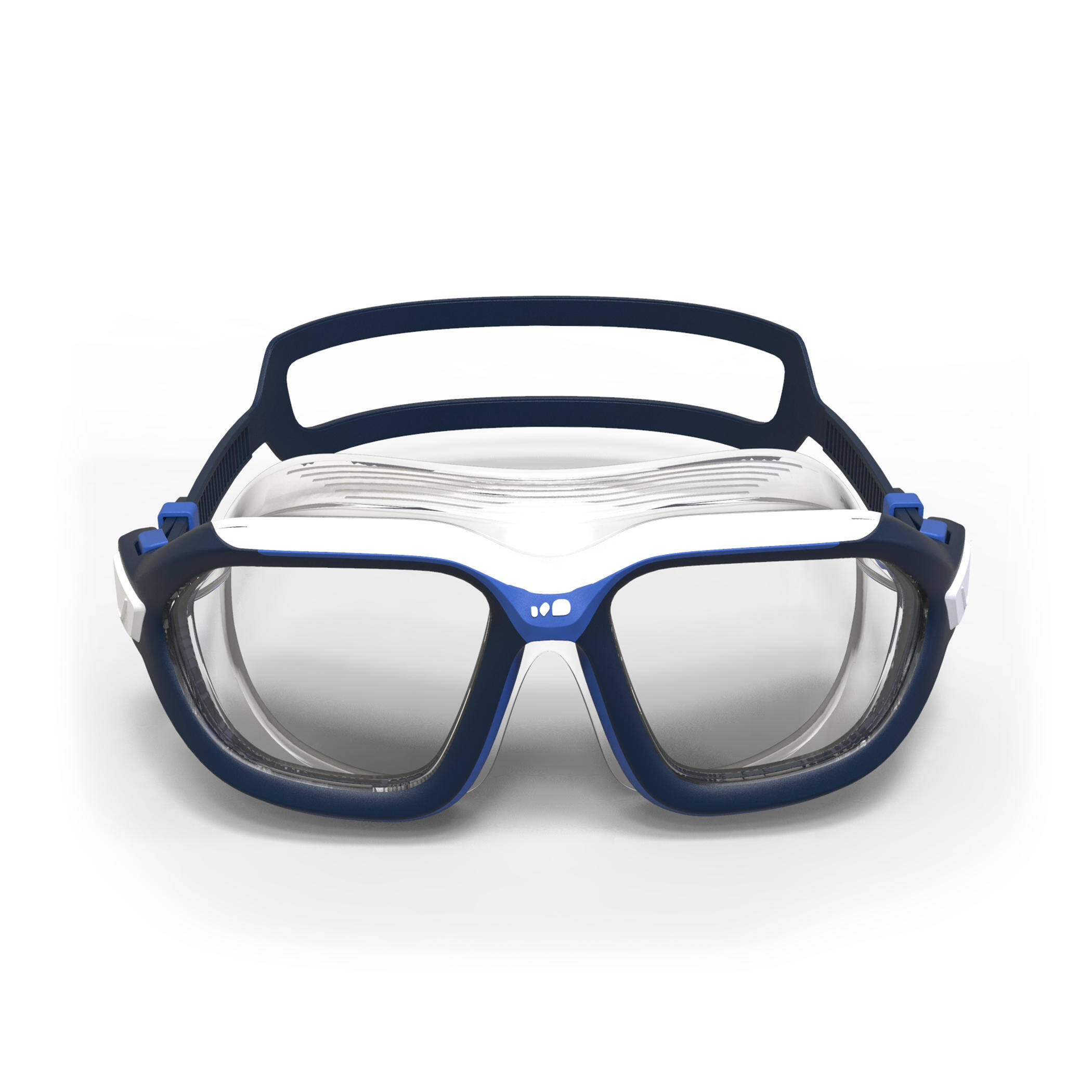 Swimming Goggles Mask Size L Clear Lenses -WHITE/ BLUE (Not for Diving) -  4