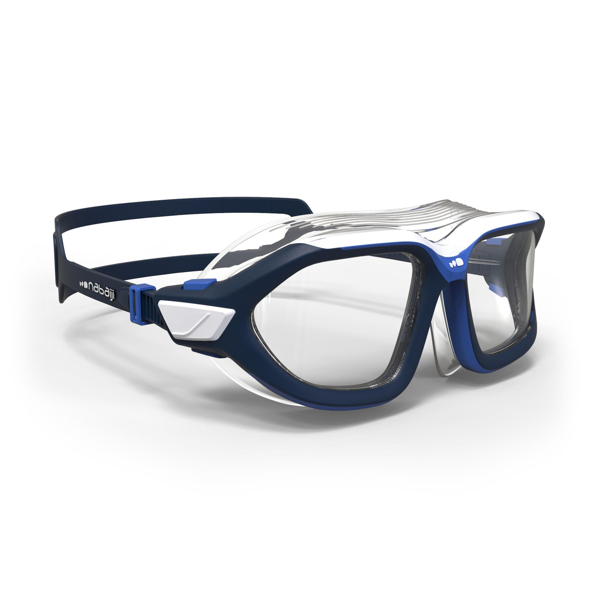 SWIMMING MASK 500 ACTIVE SIZE L BLUE CLEAR LENSES Nabaiji