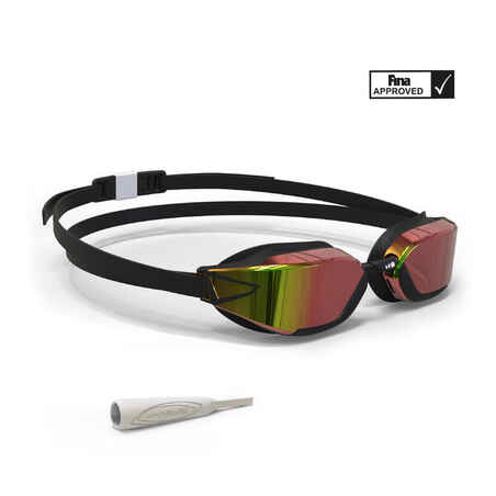 B-FAST 900 Adult Swimming Goggles Mirrored Lenses - Black / Red (FINA APPROVED)