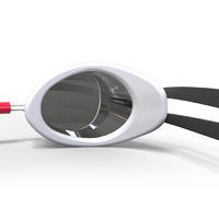 Švediški plaukimo akiniai „900“, balti, raudoni, veidrodiniais lęšiais