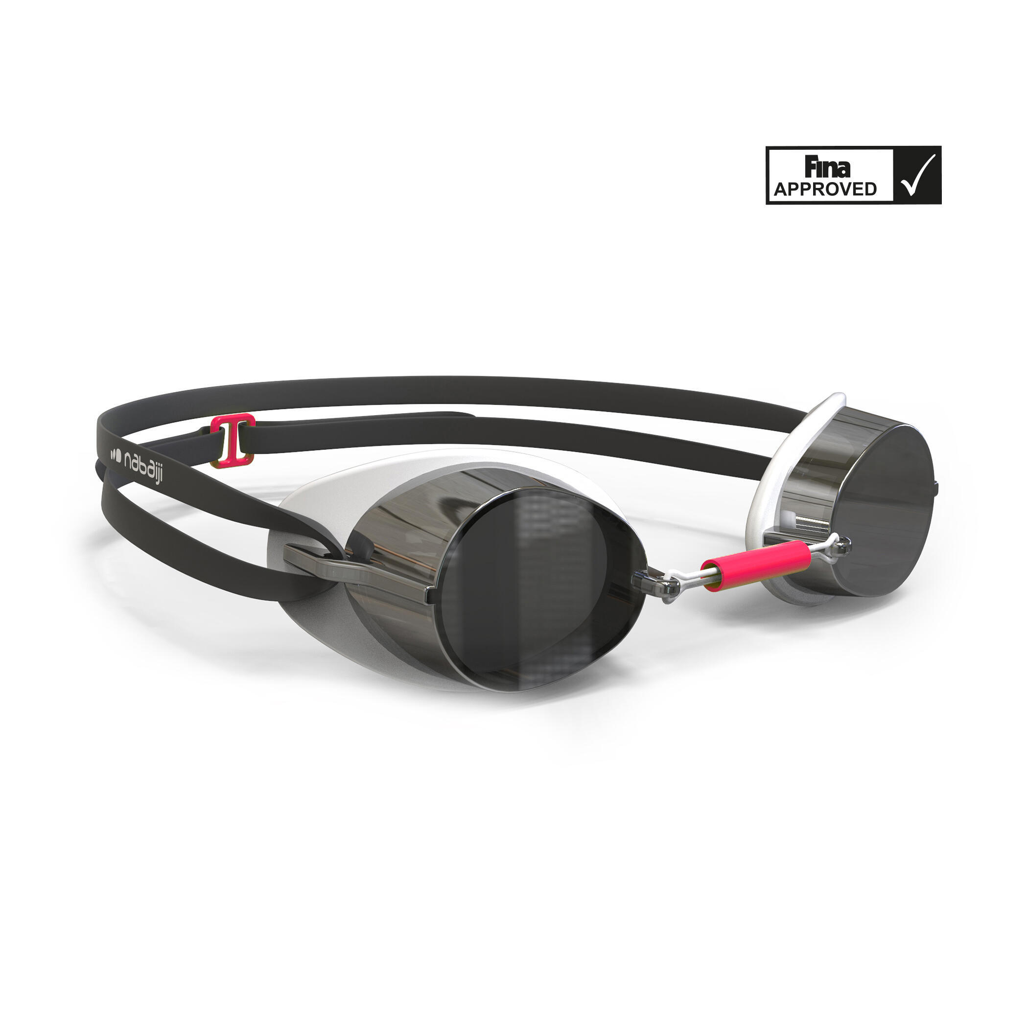 NABAIJI SWEDISH swimming goggles - Mirrored lenses - Single size - Black red
