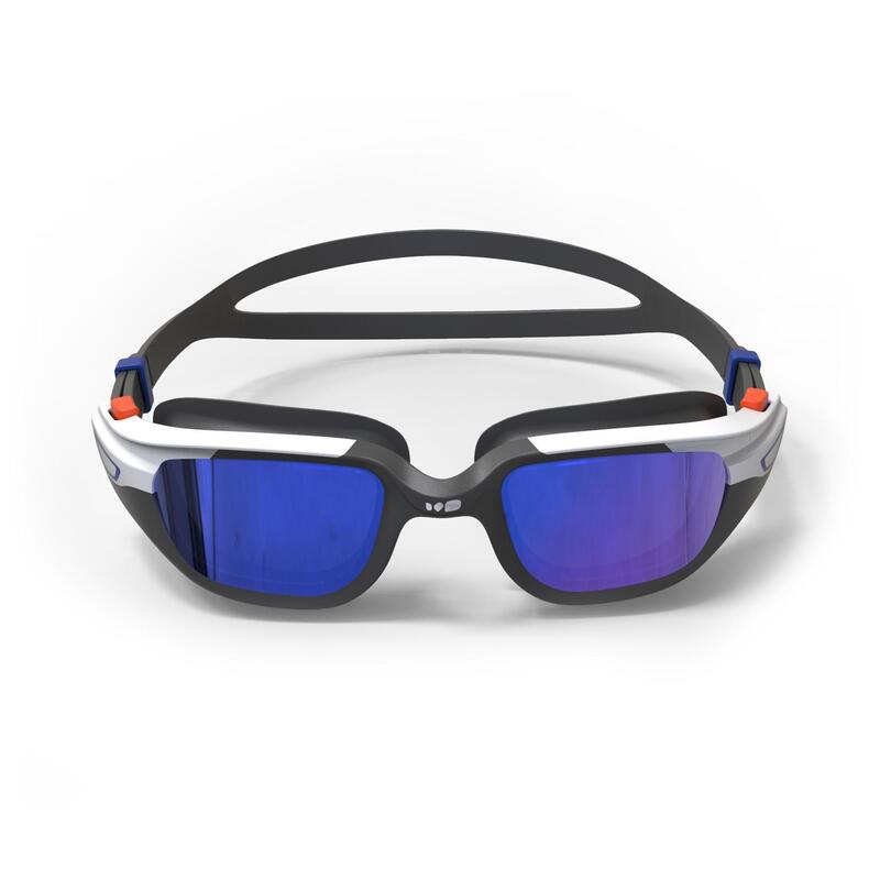 SPIRIT 500 KIDS / JR SWIMMING GOGGLES MIRROED LENSES - WHITE / BLACK