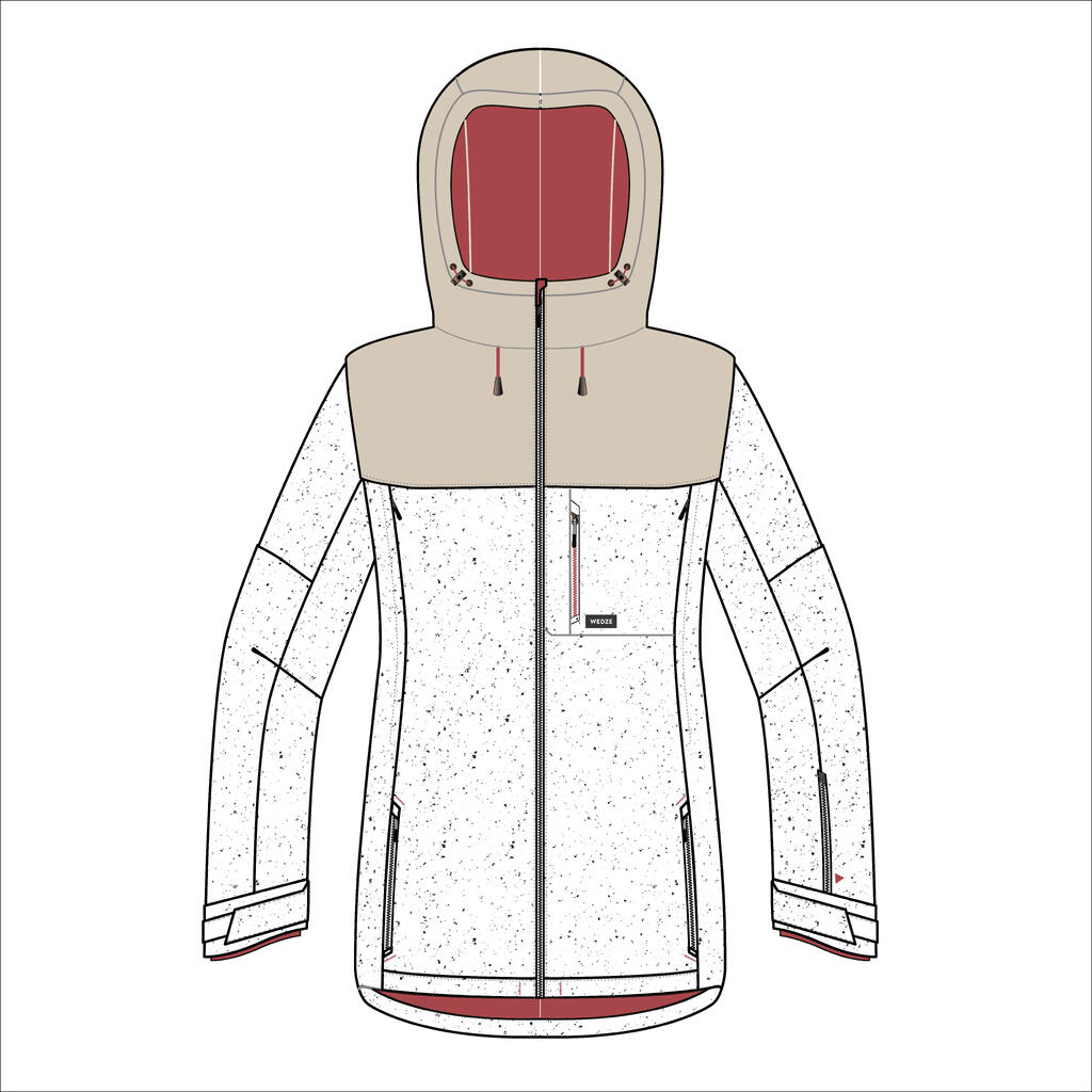 Women Snowboard And Ski Jacket SNB JKT 500 AO-White