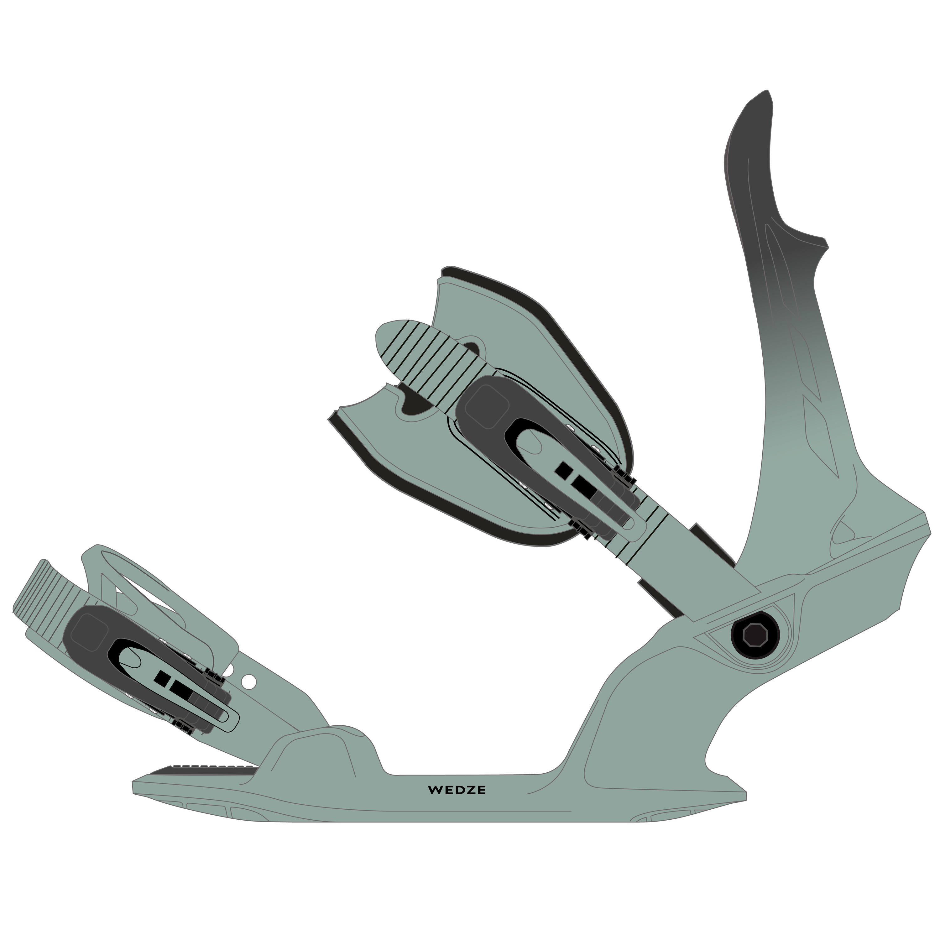 Men's snowboard bindings All Road 500 on-piste/off-piste green grey and black 11/12