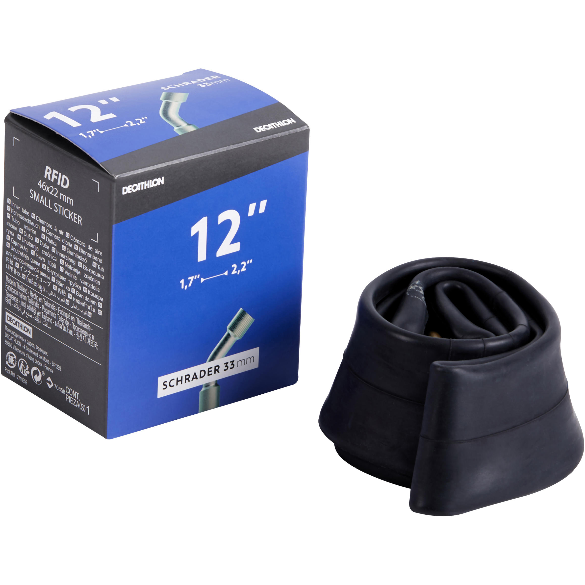 Neumático bicicleta rin 12" válvula schrader 35 mm - negro 4/4