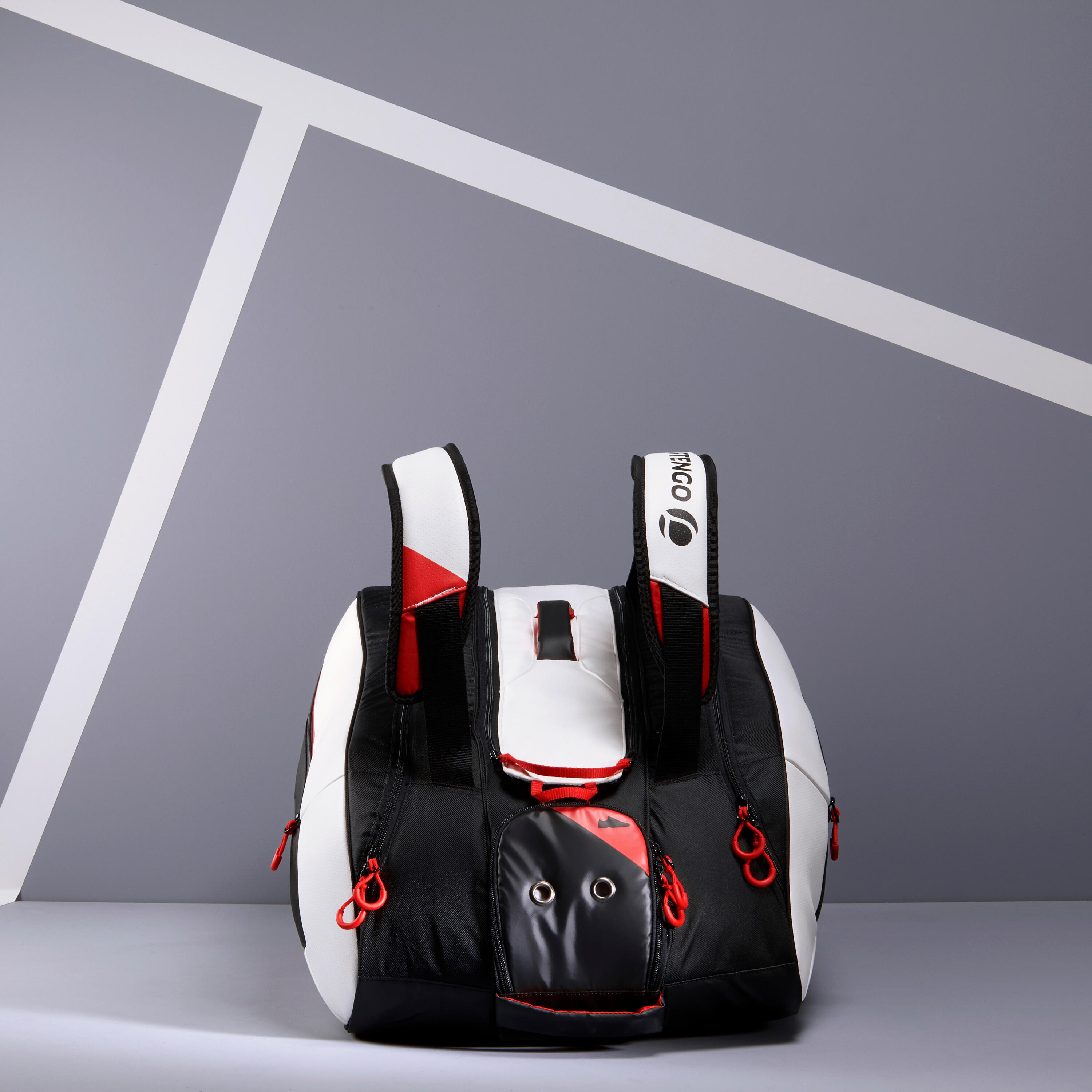 Insulated 12-Racket Tennis Bag XL Pro - Black / White / Red 2/13