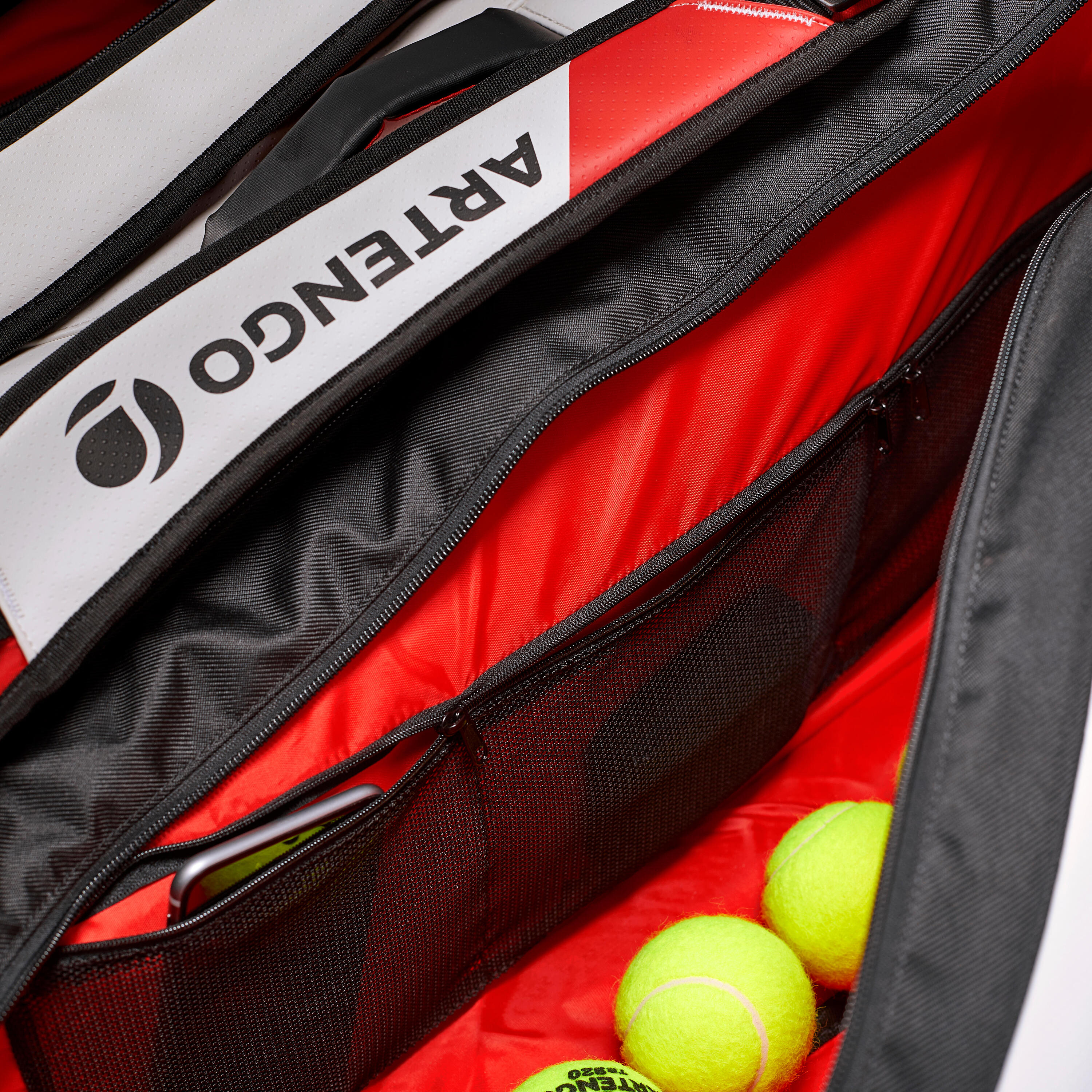 Insulated 12-Racket Tennis Bag XL Pro - Black / White / Red 8/13