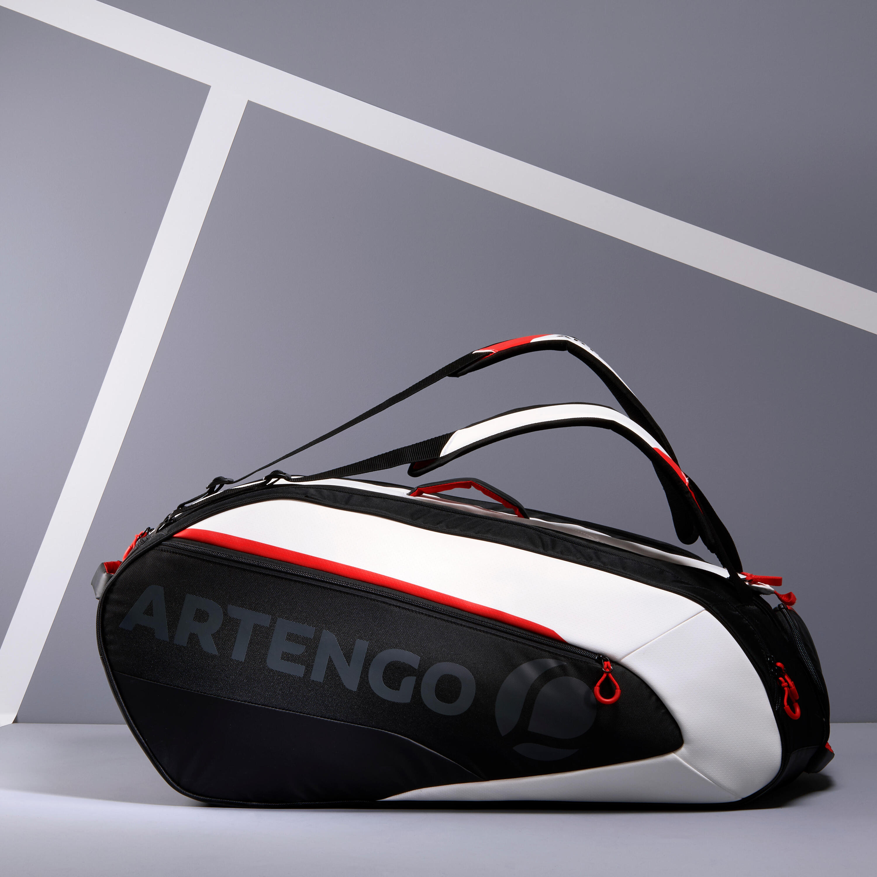 Insulated 12-Racket Tennis Bag XL Pro - Black / White / Red 4/13