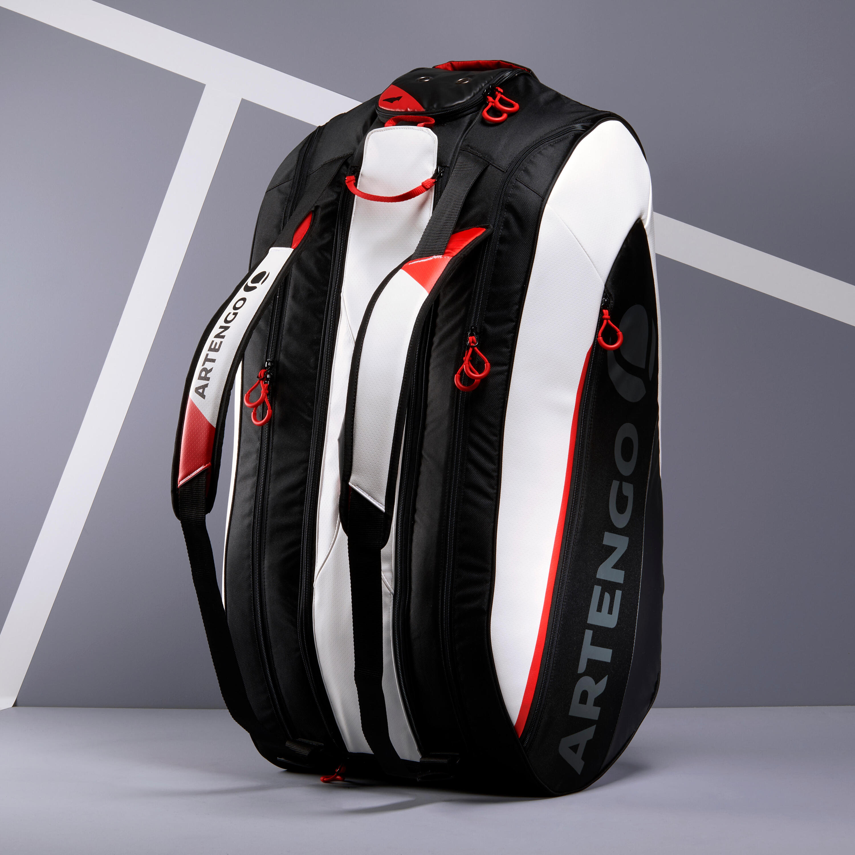 Insulated 12-Racket Tennis Bag XL Pro - Black / White / Red 5/13