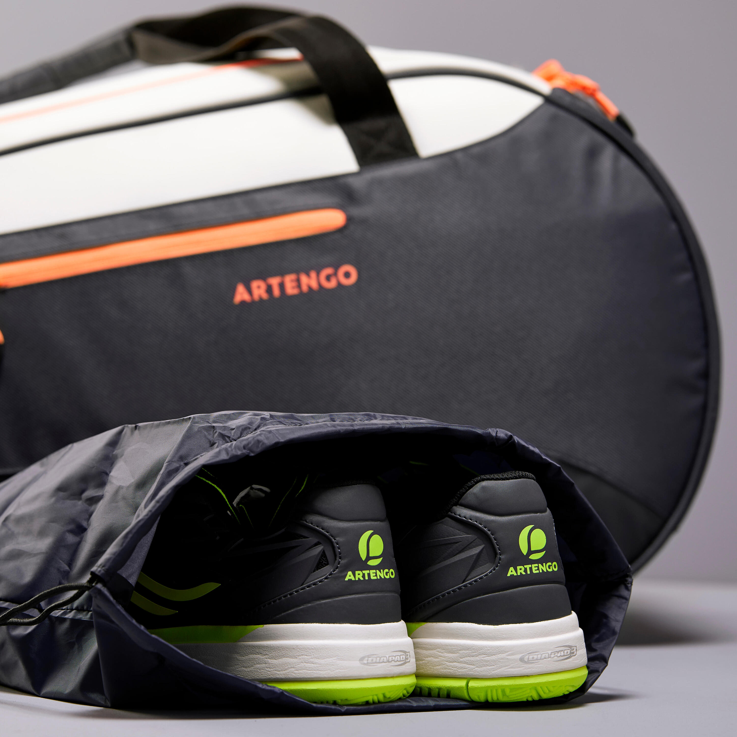 500 S Racket Sports Bag - Grey/White/Coral 4/17