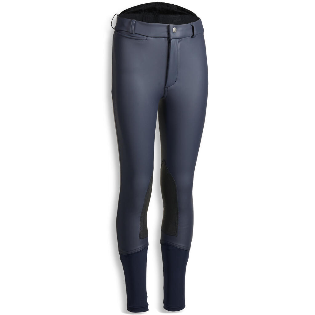 Winter-Reithose Kipwarm wasserdicht Kniebesatz Kinder marineblau