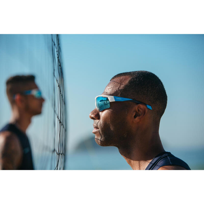 Sonnenbrille Beachsport polarisierend weiß/blau 