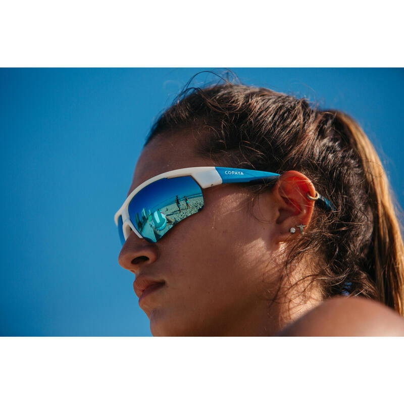 Sonnenbrille Beachsport polarisierend weiß/blau 