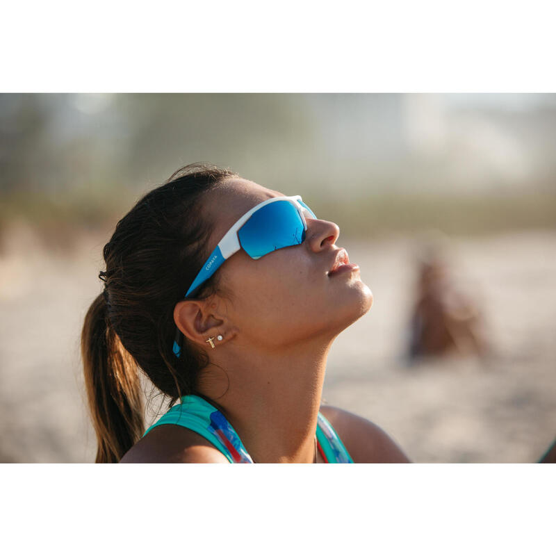 Lunettes de beach sports polarisées blanches et bleues