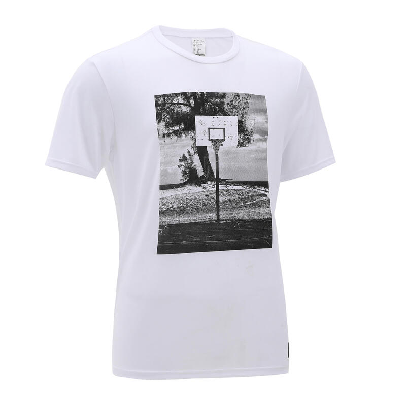 T-SHIRT / MAILLOT DE BASKETBALL HOMME TS500 BLANC PHOTO