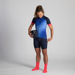 900 Women's Short-Sleeved Cycling Jersey - Blue Shaded Design