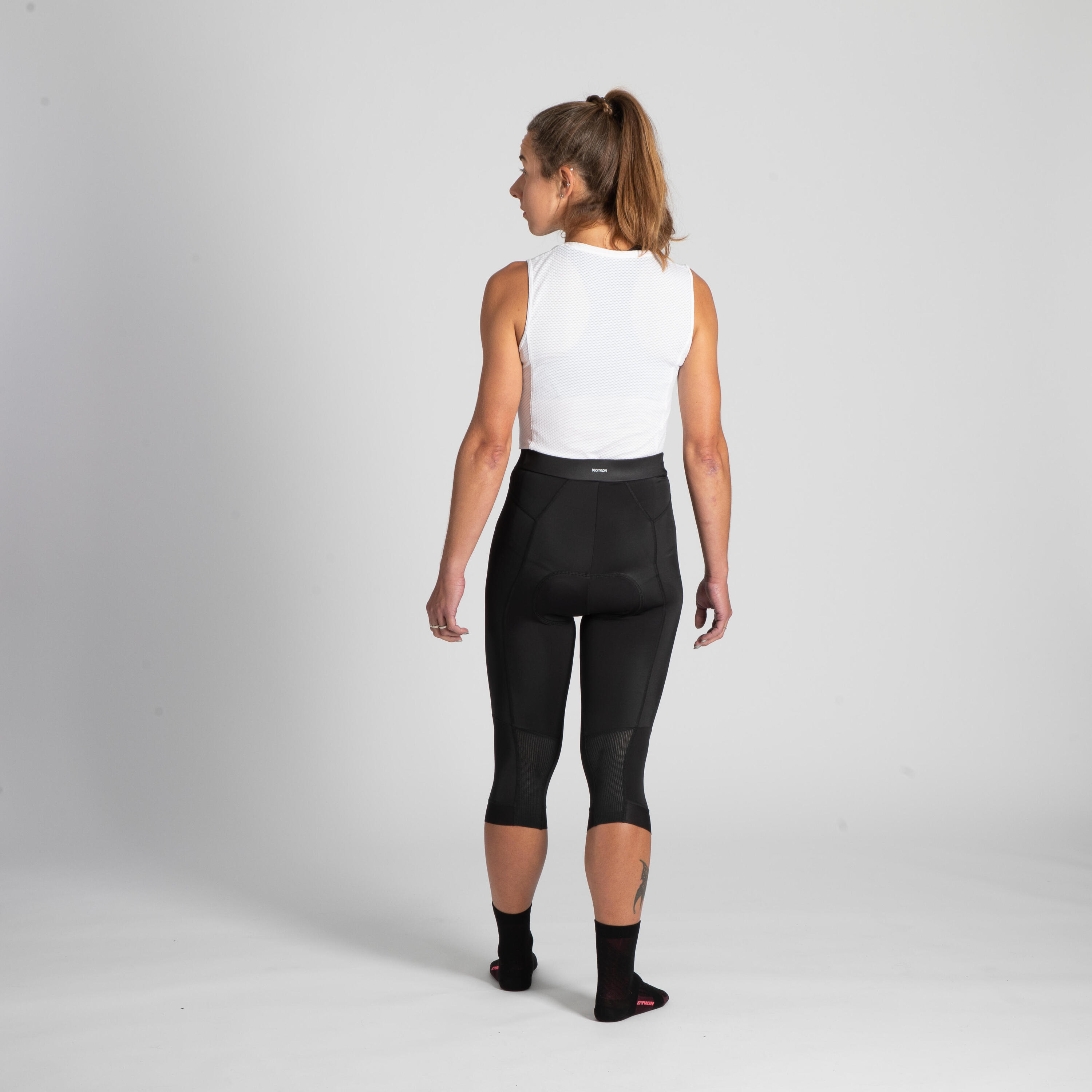 900 Women's Cropped Bibless Cycling Tights - Black 3/4