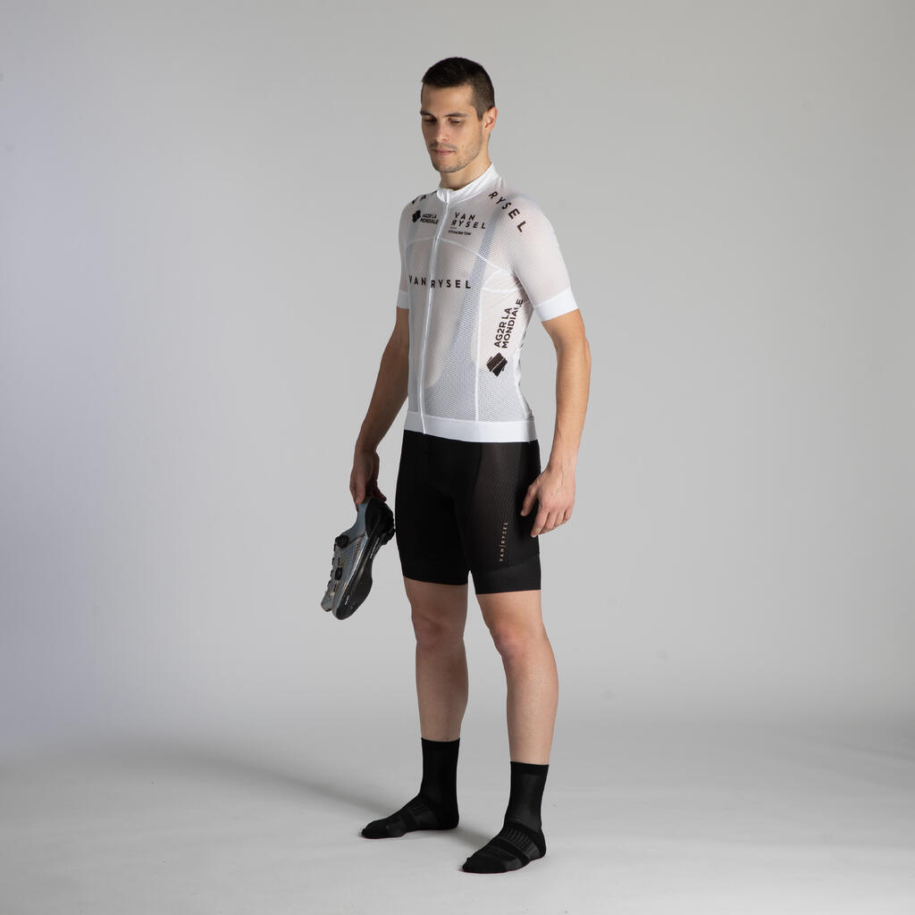 Fahrradtrikot kurzarm Rennrad RR 900 Team Mesh Herren weiß 