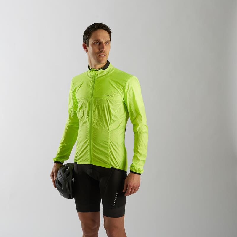 Jachetă ciclism pe șosea Ultralight Galben Bărbați 