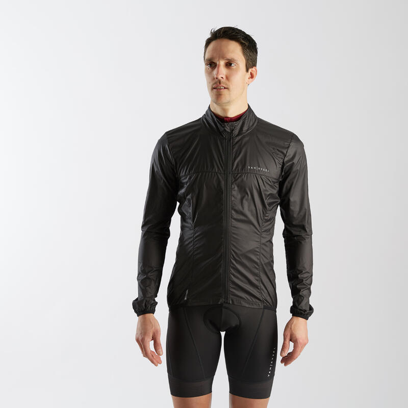 COUPE-VENT VELO ROUTE MANCHES LONGUES HOMME - RACER ULTRA-LIGHT  NOIR