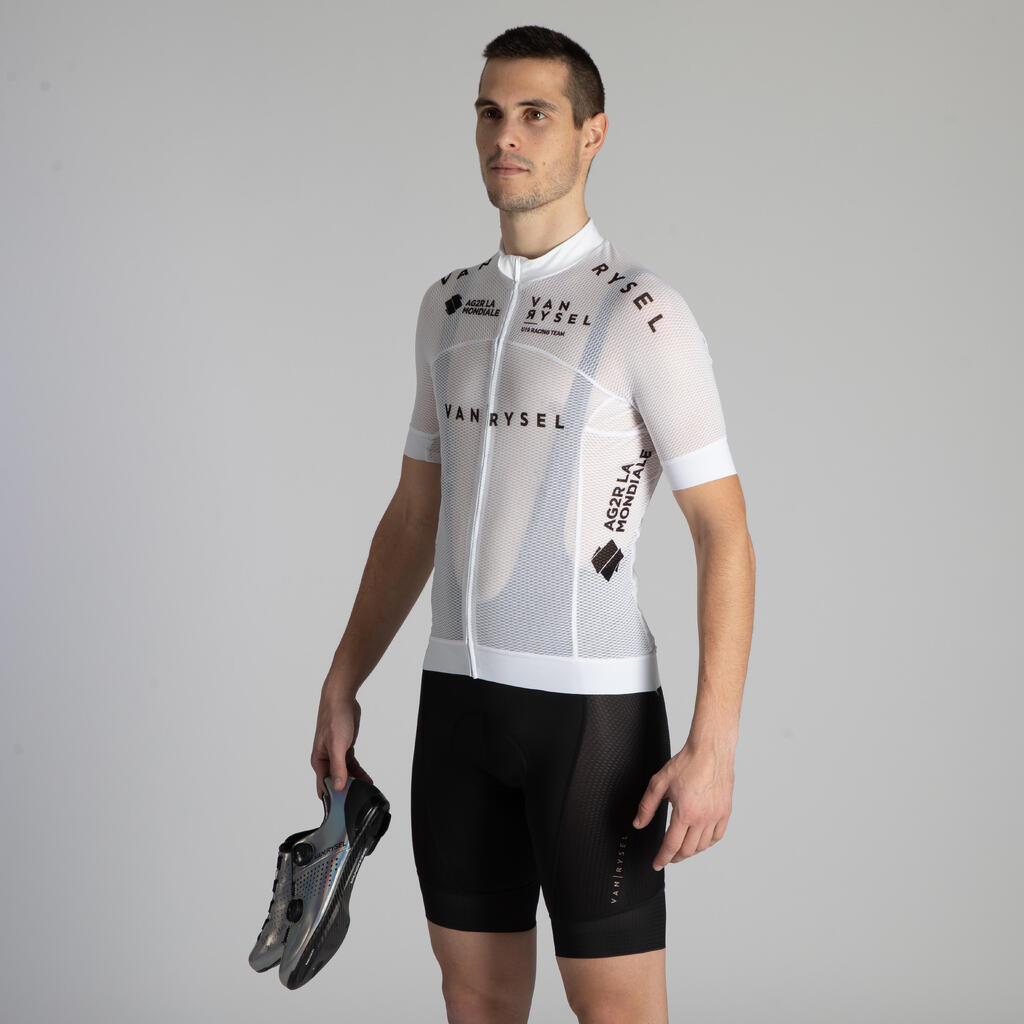 Fahrradtrikot kurzarm Rennrad RR 900 Team Mesh Herren weiß 
