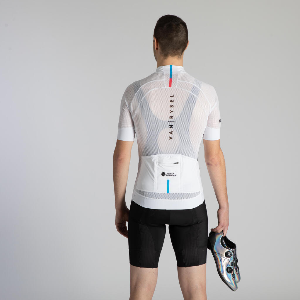 Fahrradtrikot kurzarm Rennrad RR 900 Team Mesh Herren weiß 