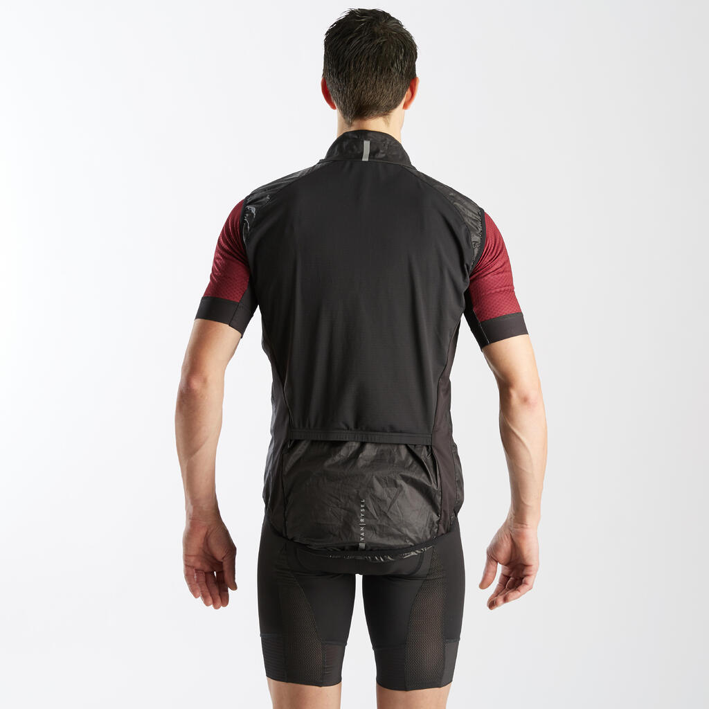 Chaleco rompevientos ultraligero ciclismo RACER hombre van rysel - negro