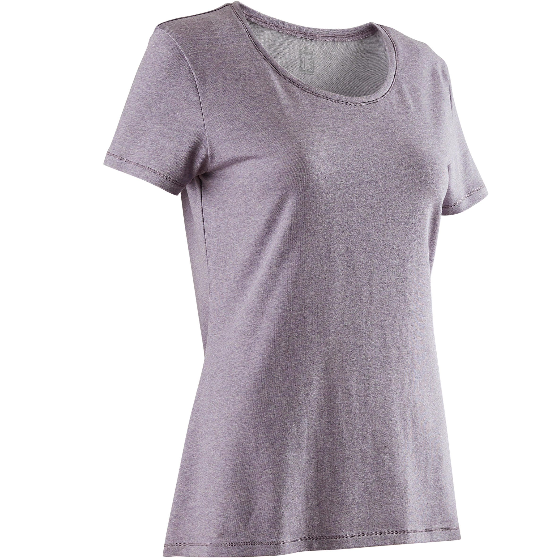DOMYOS T-shirt 500 regular fit pilates en lichte gym dames gemêleerd zachtpaars