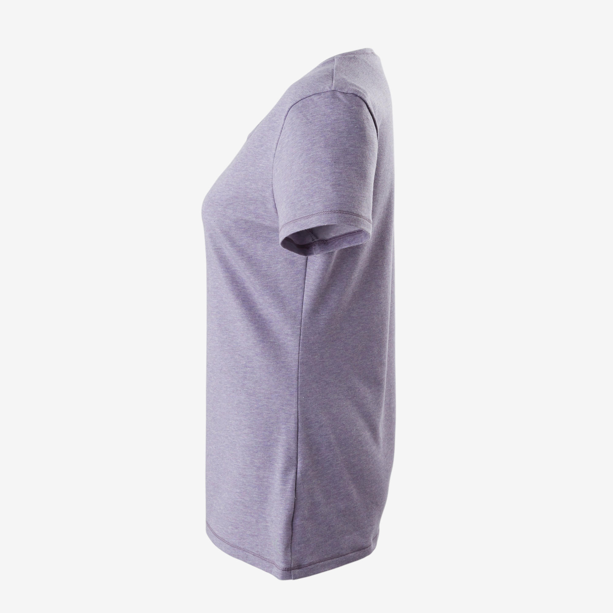 T-shirt 500 regular fit pilates en lichte gym dames gemêleerd zachtpaars 4/6