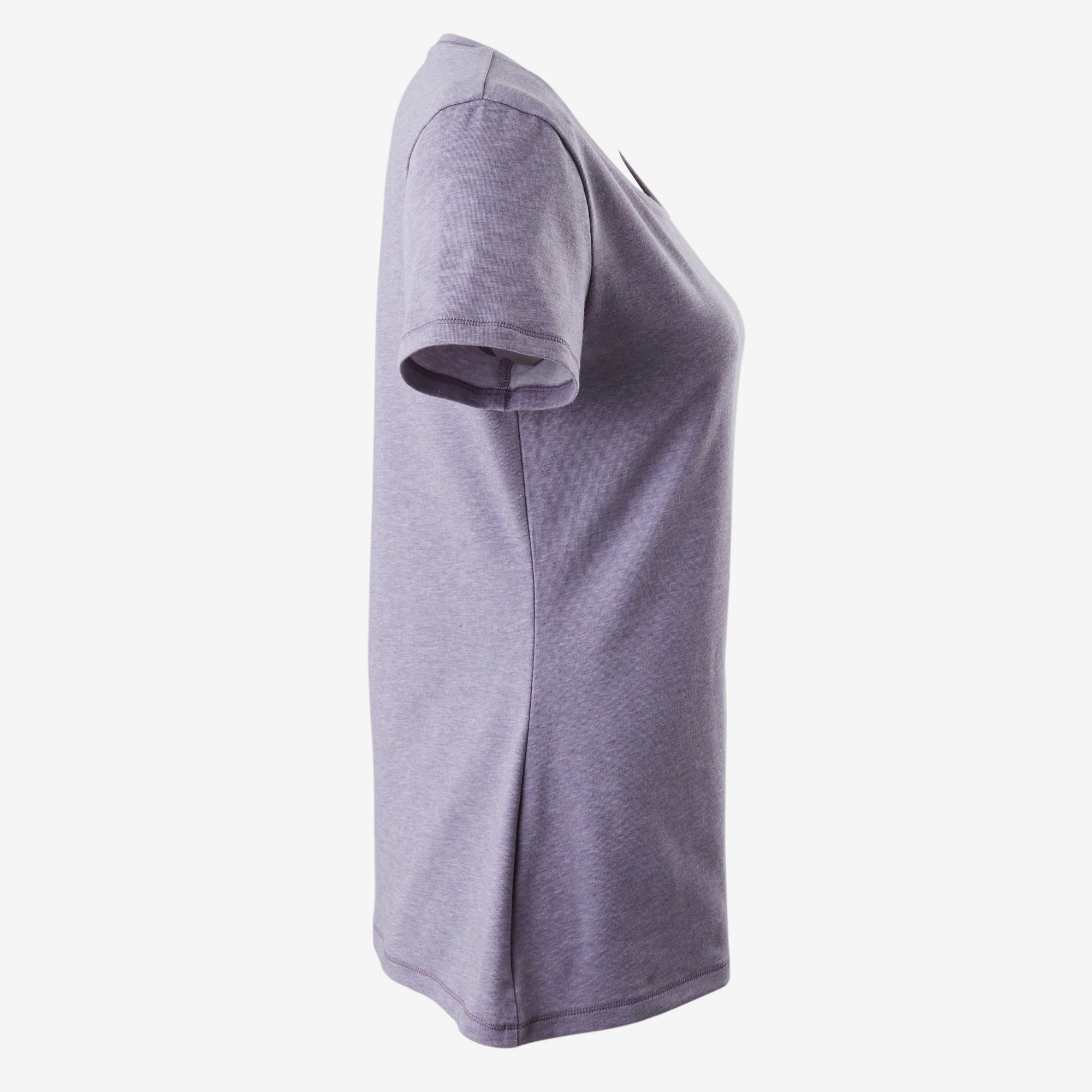 T-shirt 500 regular fit pilates en lichte gym dames gemêleerd zachtpaars 2/6