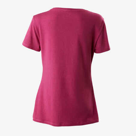 500 Women's Regular-Fit Pilates & Gentle Gym T-Shirt - Dark Mottled Pink