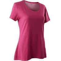 500 Women's Regular-Fit Pilates & Gentle Gym T-Shirt - Dark Mottled Pink