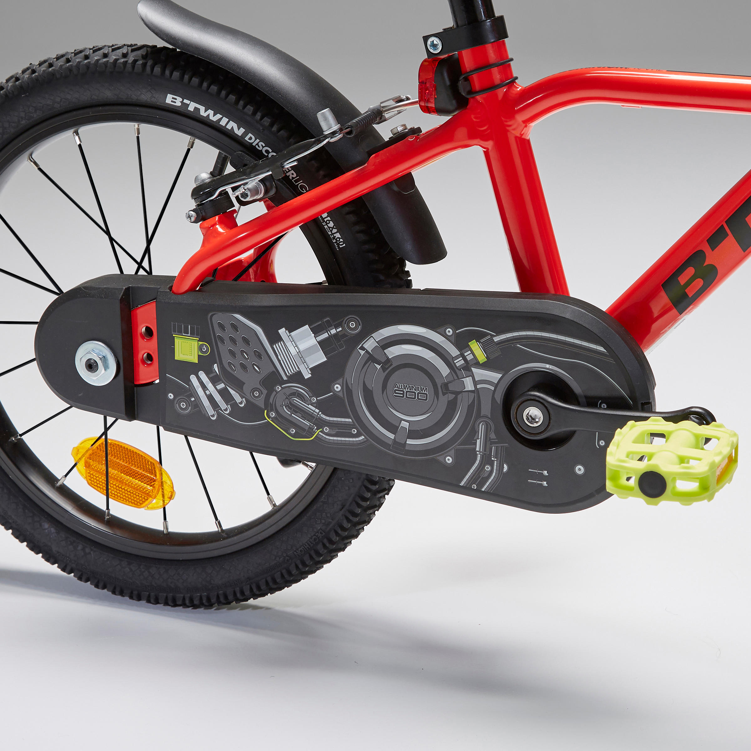 Kids' 16-inch, chain guard, easy-braking bike, red 4/11