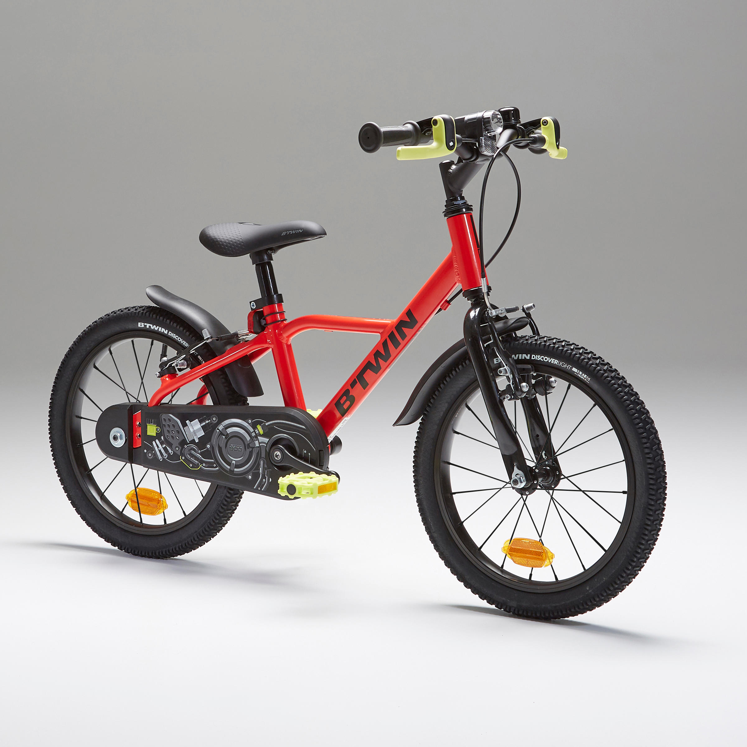 Kids' 16-inch, chain guard, easy-braking bike, red 2/11