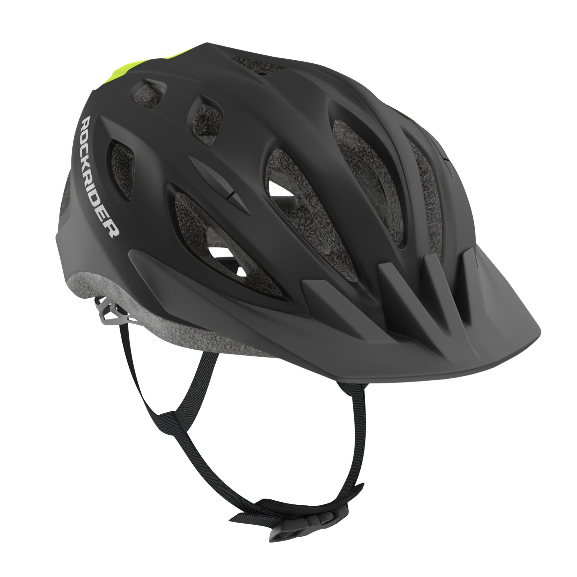 Adjustable Mountain Bike Helmet 500 – Kids - black, Fluo lime yellow -  Btwin - Decathlon