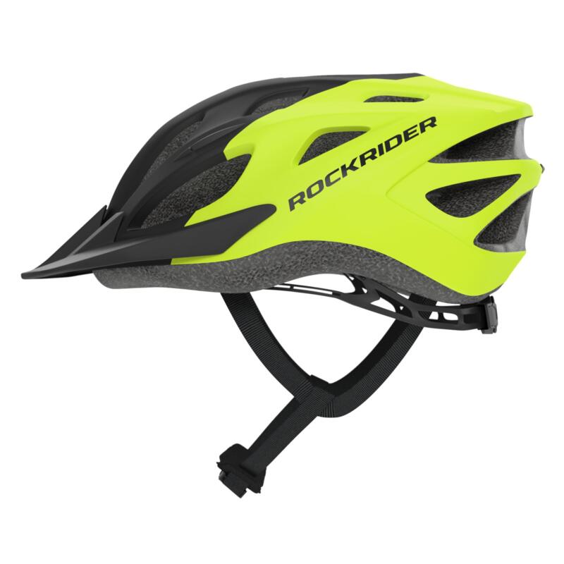 Casco MTB niños Rockrider 500 negro amarillo