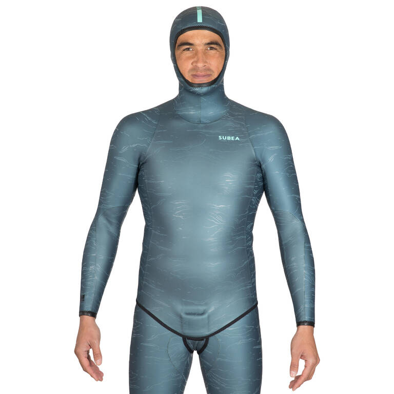 Neoprene freediving wetsuit jacket FRD900 3 mm - grey print