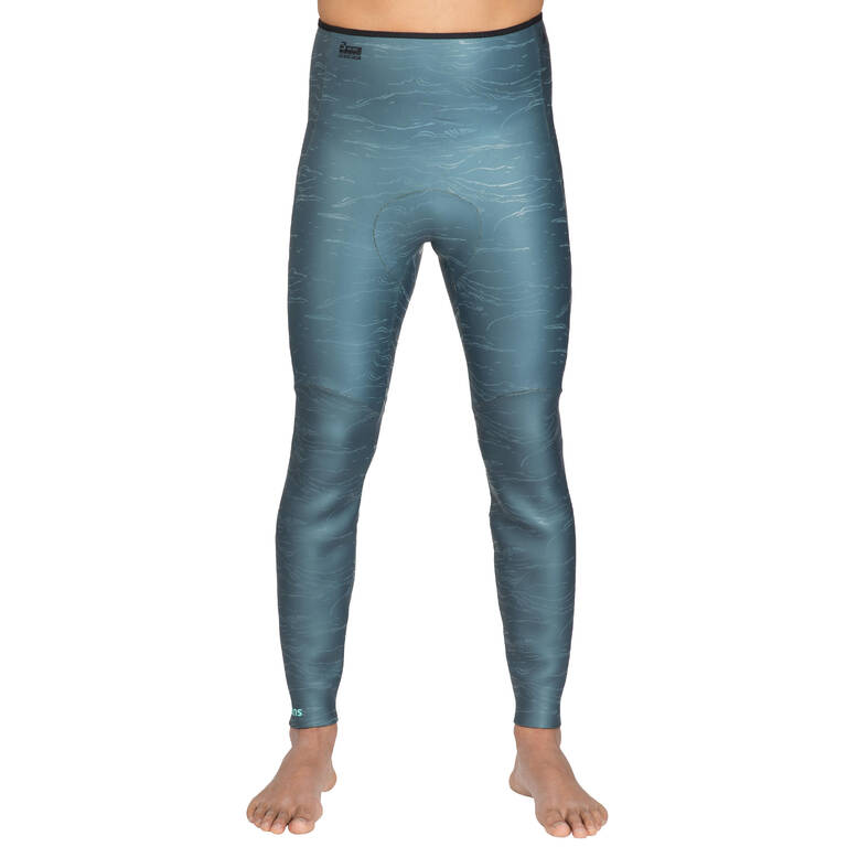 Neoprene freediving wetsuit trousers FRD900 3 mm - grey green