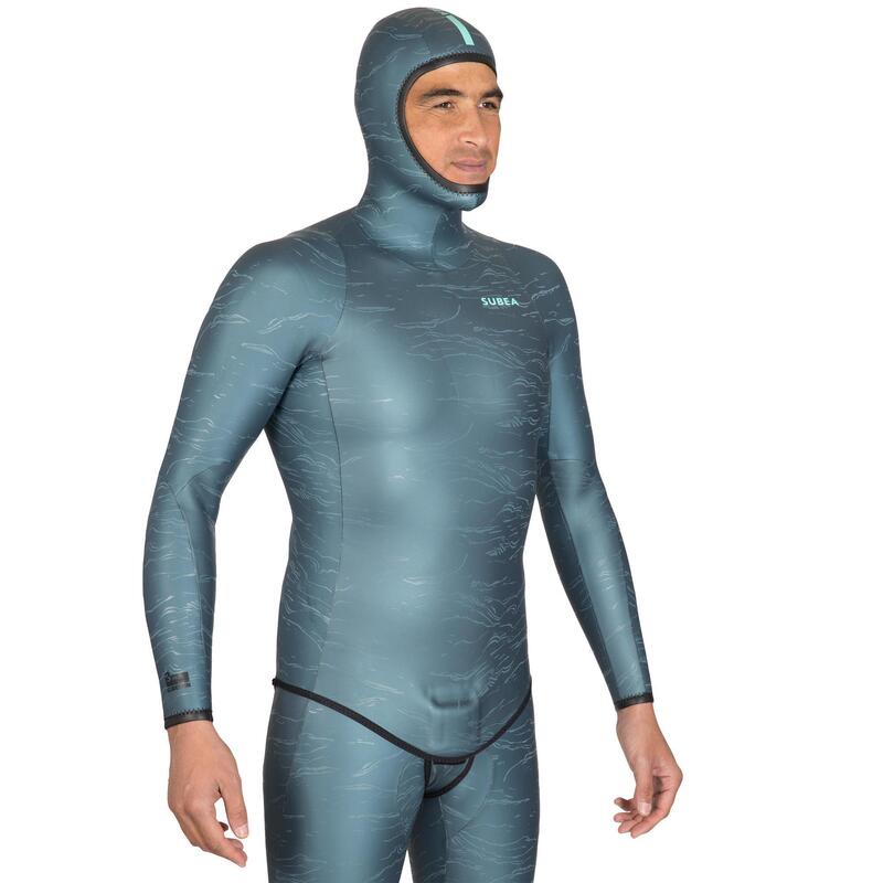 Veste de combinaison d'Apnée Freediving néoprène 3mm FRD900 gris print