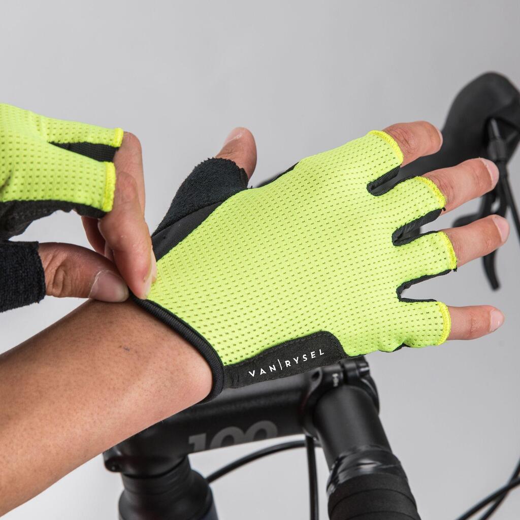 500 Fingerless Road Cycling Gloves - Neon Yellow