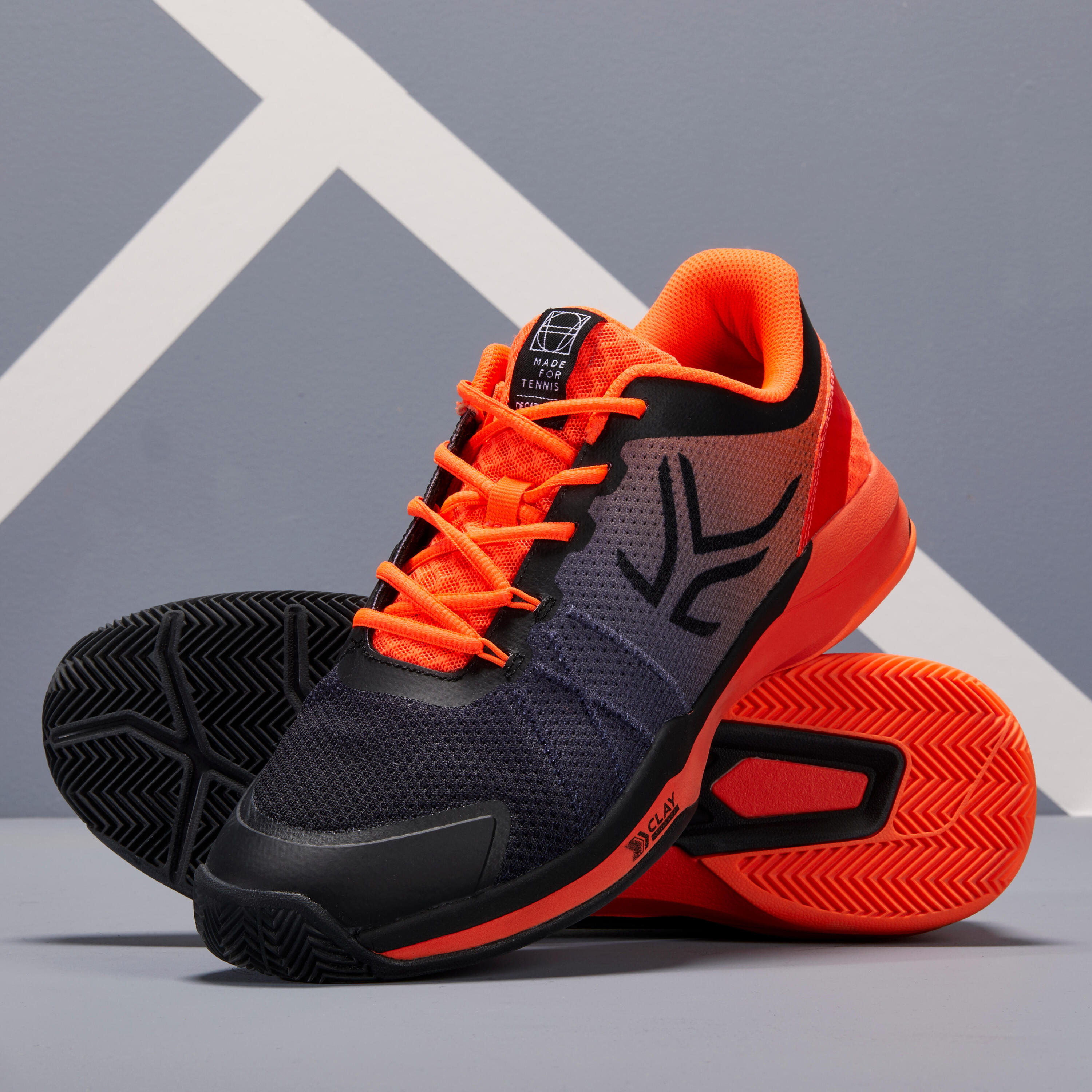 Men's Clay Court Tennis Shoes TS590 - Black/Orange 6/10